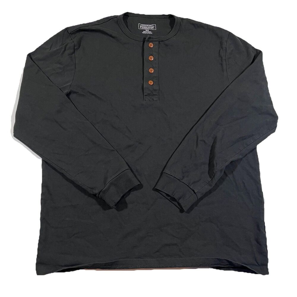 Pendleton Black Long Sleeve Henley Shirt Basic Everyday Men's Size Small